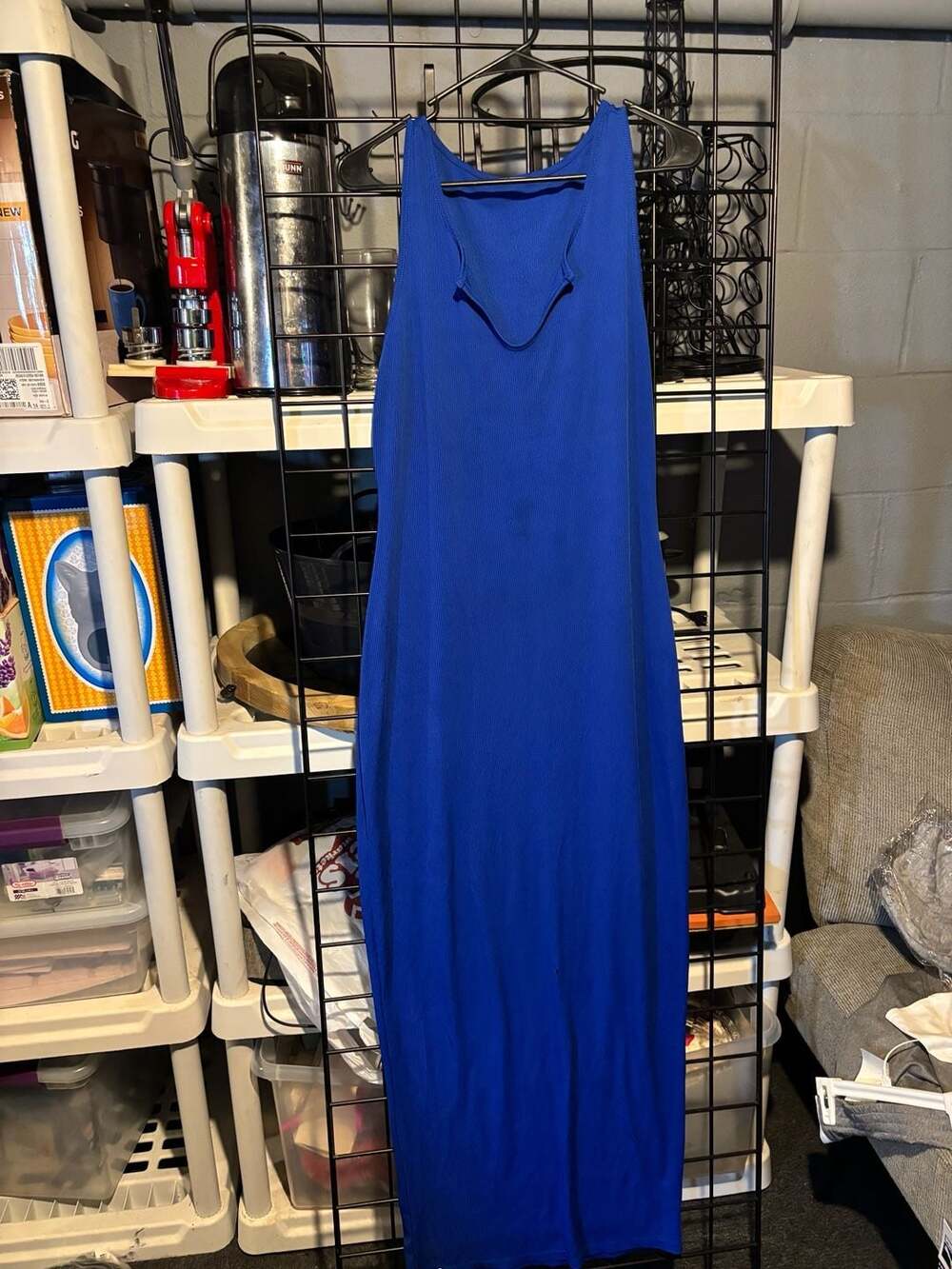 Royal Blue Ribbed Knit Sleeveless Midi Dress size L